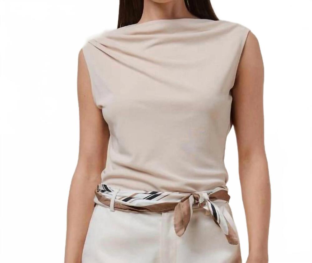 NEW ABLE cowl neck jersey top in natural